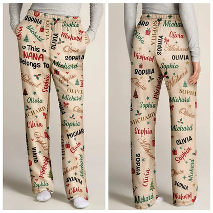 This Grandma Mommy Belongs To Kid Names - Personalized Pajama Pants