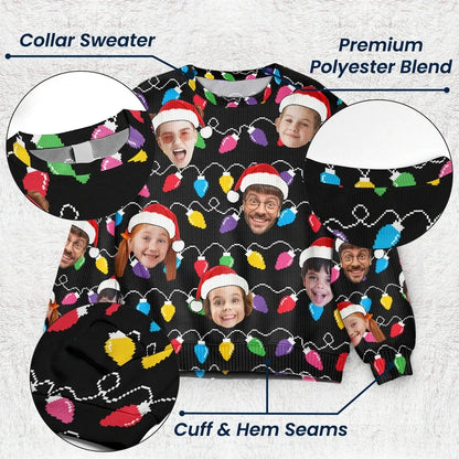 Custom Face Christmas Family Silly Xmas Leds - Personalized Photo Ugly Sweater