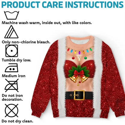 Funny Bell Bust Christmas Sweatshirt – Sparkly Holiday Statement Sweater