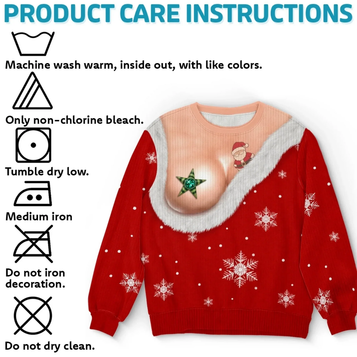 Funny Christmas Star Bust Print Sweatshirt – Women's Ugly Christmas Pullover