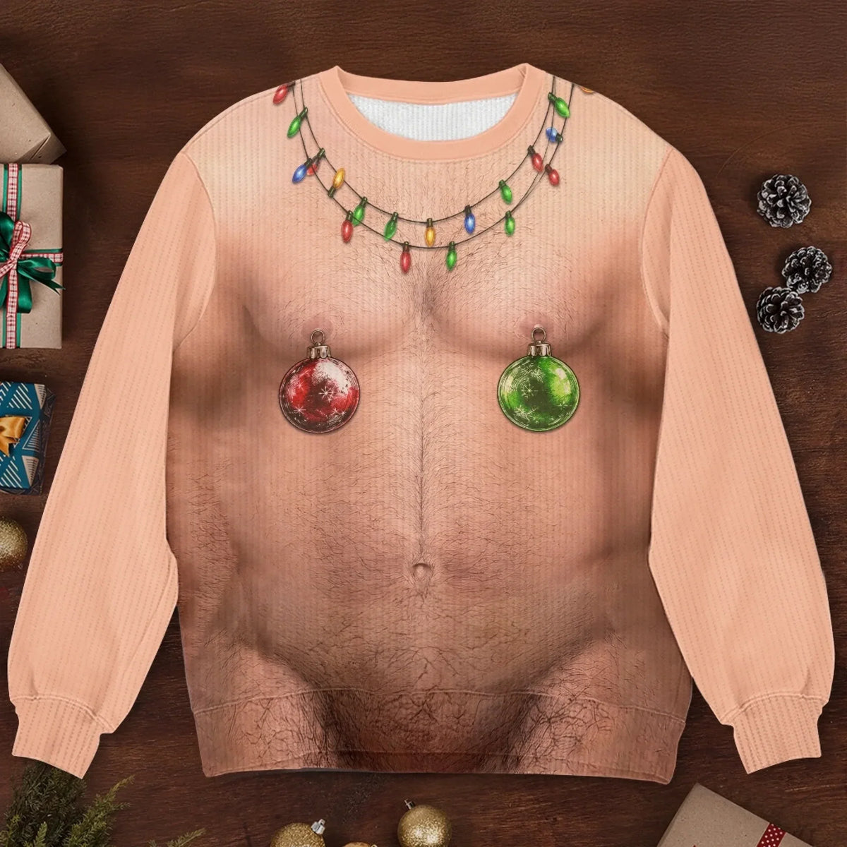 Naughty Christmas Personalized All-Over-Print Sweatshirt – Funny Holiday Illusion Design
