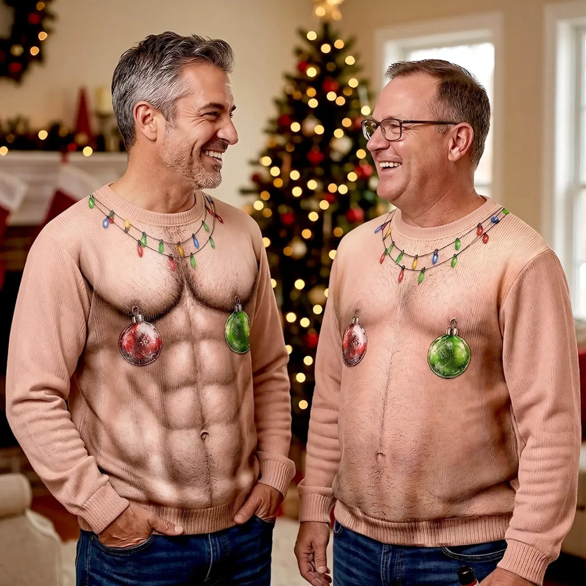 Naughty Christmas Personalized All-Over-Print Sweatshirt – Funny Holiday Illusion Design