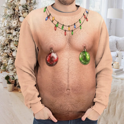 Naughty Christmas Personalized All-Over-Print Sweatshirt – Funny Holiday Illusion Design
