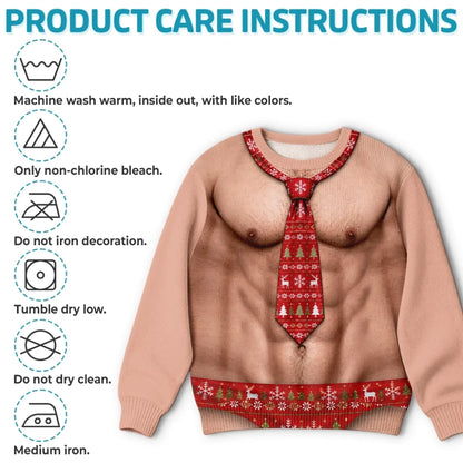 Funny Festive Tie Fake Torso Print Sweatshirt – Hilarious Xmas Novelty Jumper