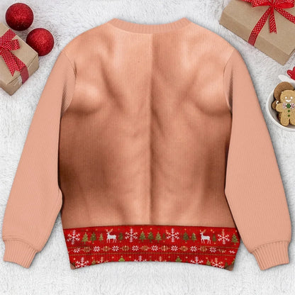 Funny Festive Tie Fake Torso Print Sweatshirt – Hilarious Xmas Novelty Jumper