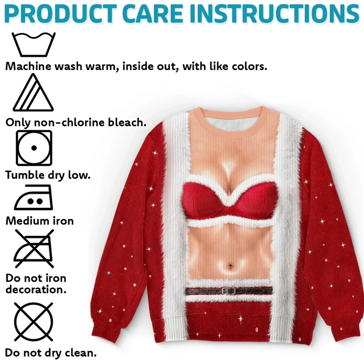 Funny Santa Bikini Print Sweatshirt – Novelty Christmas Costume Sweater