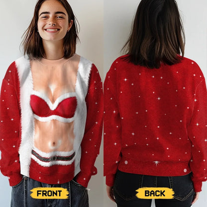 Funny Santa Bikini Print Sweatshirt – Novelty Christmas Costume Sweater