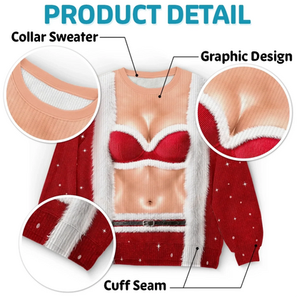 Funny Santa Bikini Print Sweatshirt – Novelty Christmas Costume Sweater