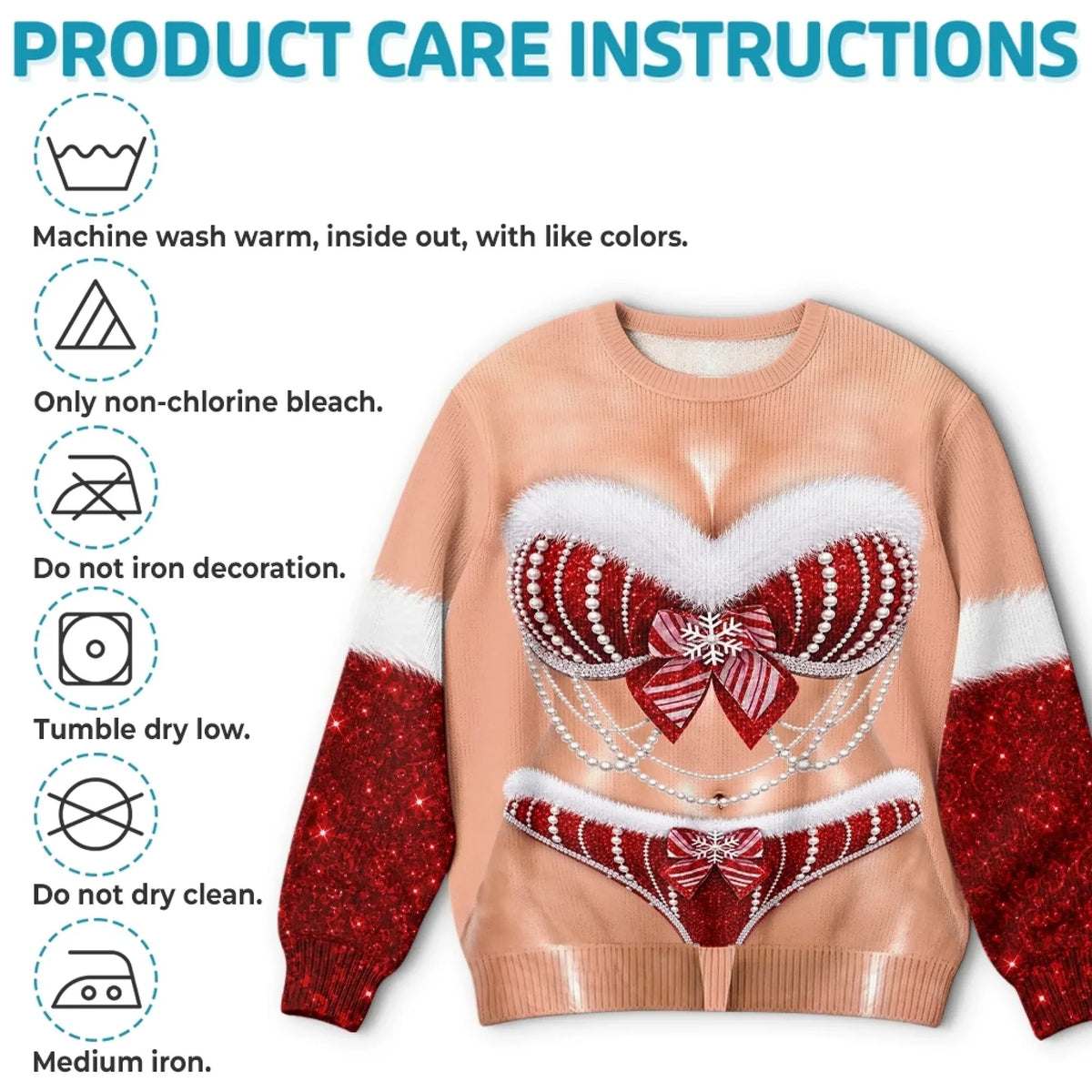 Funny Glam Santa Lingerie Print Sweatshirt – Eye-Catching Christmas Pullover