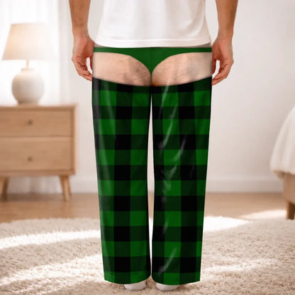 Funny Optical Illusion Christmas Plaid Pajama Pants – Men's Ugly Christmas Loungewear
