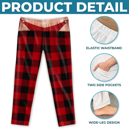 Funny Optical Illusion Christmas Plaid Pajama Pants – Fun Holiday Party Loungewear