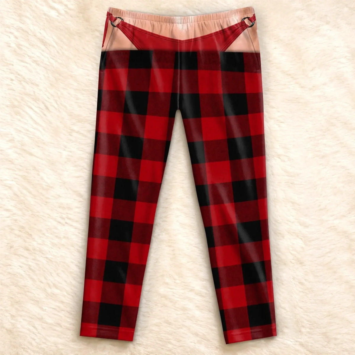 Funny Optical Illusion Christmas Plaid Pajama Pants – Fun Holiday Party Loungewear