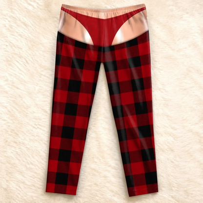 Funny Optical Illusion Christmas Plaid Pajama Pants – Fun Holiday Party Loungewear