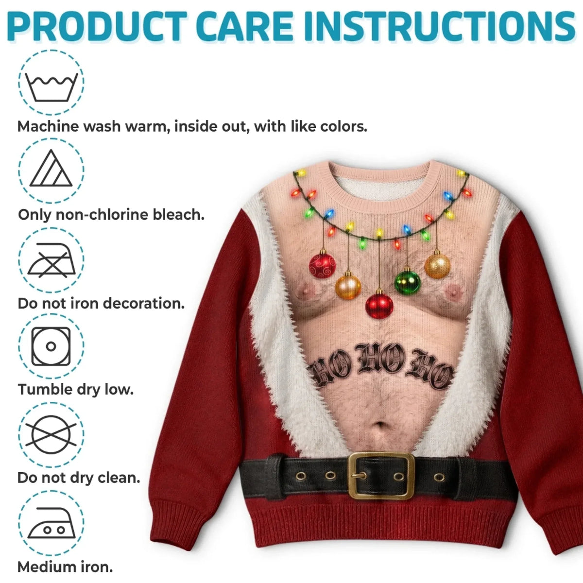Funny Ho Ho Ho Christmas Ornament Print Sweatshirt – Men's Ugly Christmas Pullover