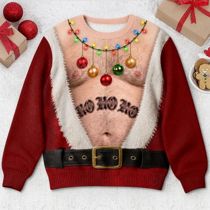 Funny Ho Ho Ho Christmas Ornament Print Sweatshirt – Men's Ugly Christmas Pullover