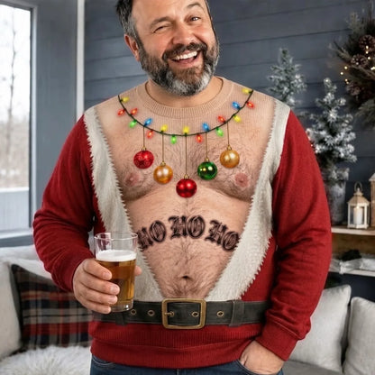 Funny Ho Ho Ho Christmas Ornament Print Sweatshirt – Men's Ugly Christmas Pullover