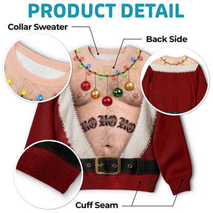 Funny Ho Ho Ho Christmas Ornament Print Sweatshirt – Men's Ugly Christmas Pullover