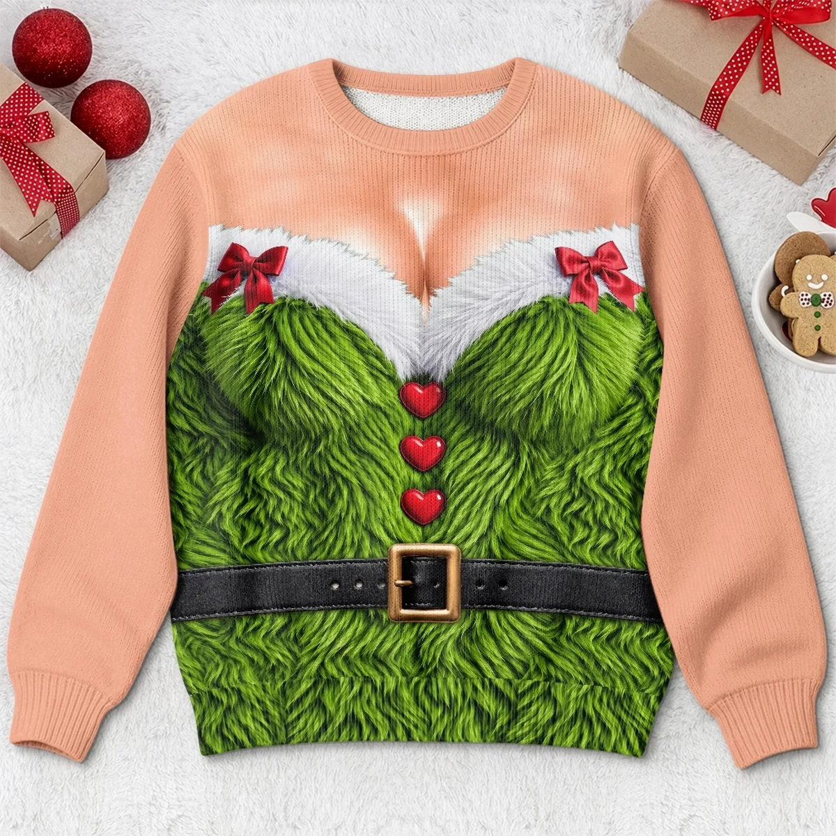 Personalized Funny Christmas Sweatshirt – Serving Elf Glam
