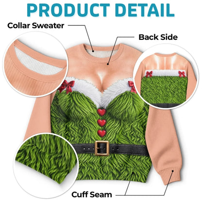 Personalized Funny Christmas Sweatshirt – Serving Elf Glam