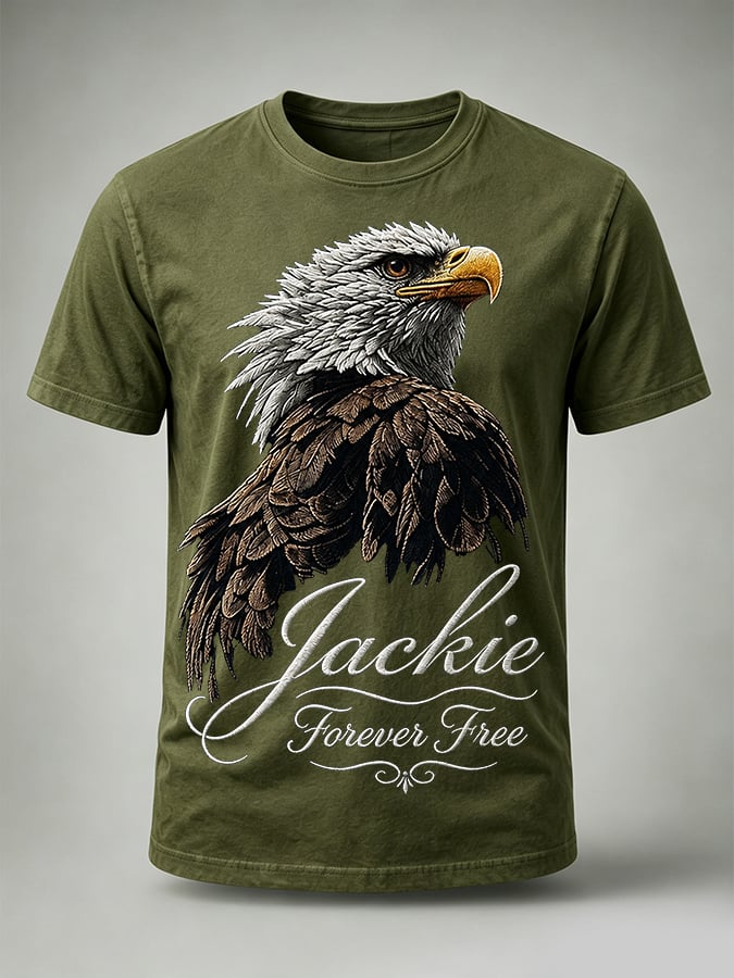 Men'S Casual Bald Eagle "Jackie" Print T-Shirt