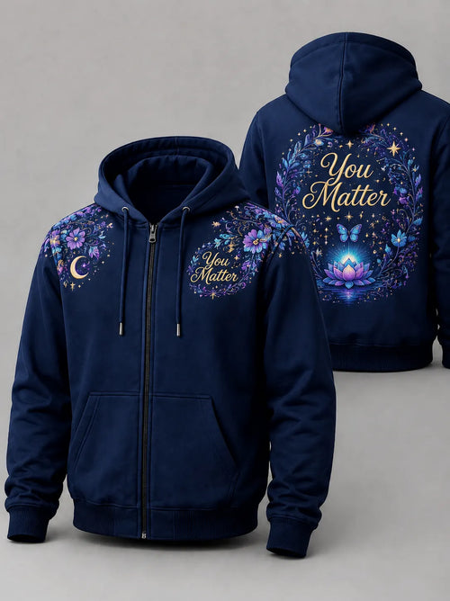 Unisex Premium 100%Cotton Zip-Up Hoodie – Embroidery And Hot Transfer Printing Techniques
