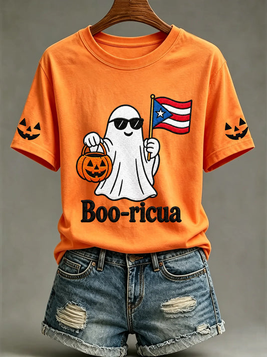🎃Women's Halloween In Puerto Rico Print T-Shirt