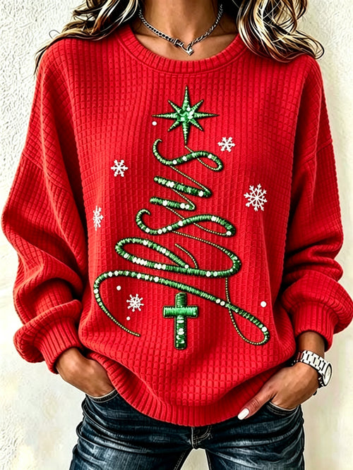 Women's  Christmas Faith Checkered Fabric Sweatshirt