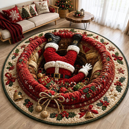 🎄3D Christmas Gnome Optical Illusion Round Rug | Fun Festive Home Decor Must‐Have⭐🏠🎁