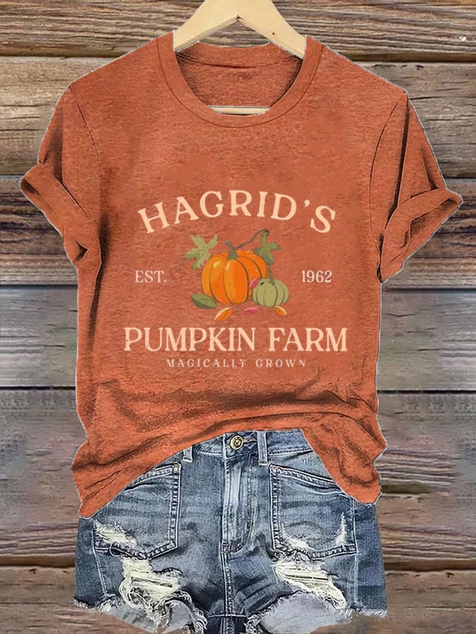 Women'S  Hagrid’s Pumpkin Patch Print Casual T-Shirt