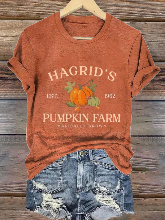 Women'S  Hagrid’s Pumpkin Patch Print Casual T-Shirt