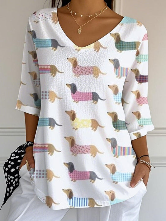 Women's Dachshund Print Casual T-shirt