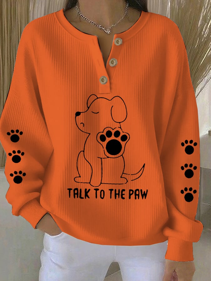 Women's Talking With Paws Funny Puppy Print Sweatshirt