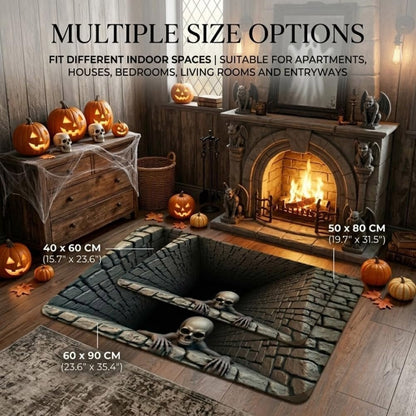 🔥Last Day 50% OFF🎁💀3D Illusion Skull Pit Mat – Halloween Area Rug