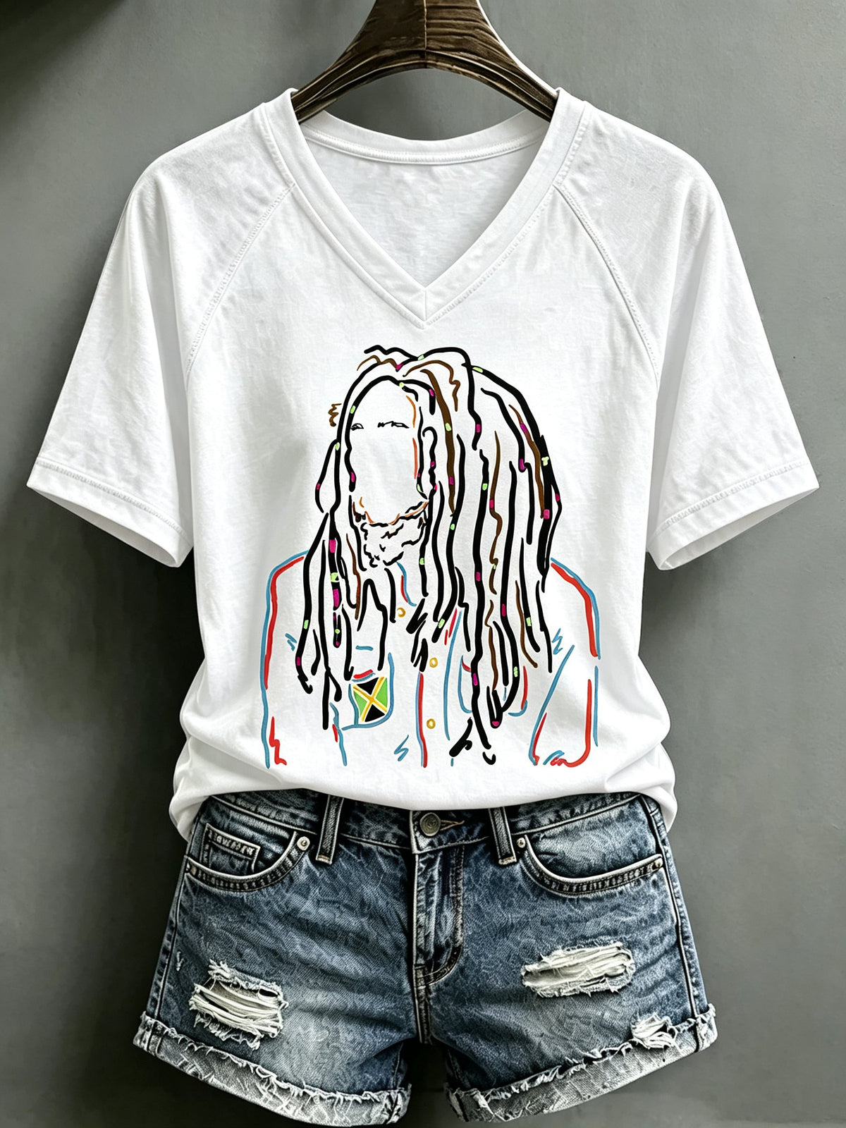Women's Reggae Art Print Casual T-shirt