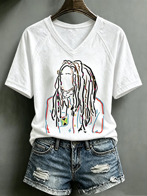 Women's Reggae Art Print Casual T-shirt