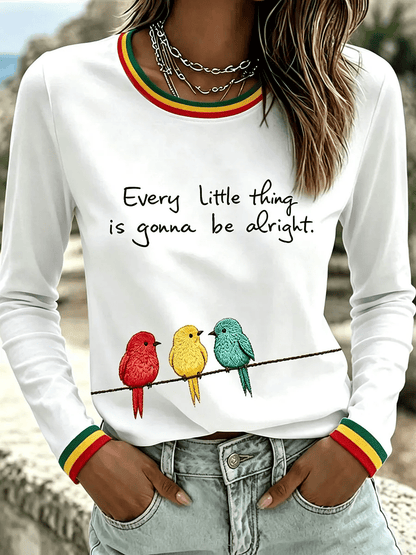 Women's Every Little Thing Is Gonna Be Alright Print Casual T-shirt