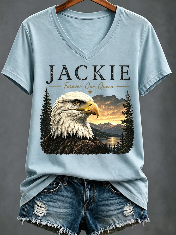 Women's Casual Bald Eagle "Jackie" Print Top