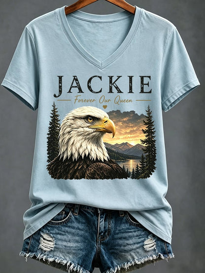 Women's Casual Bald Eagle "Jackie" Print Top