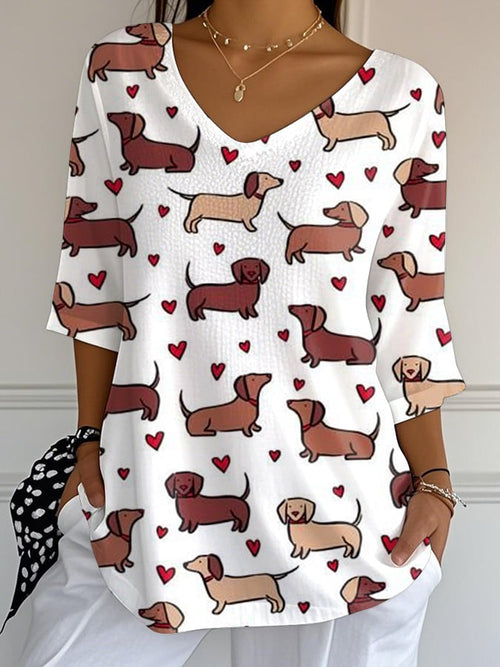 Women's Dachshund Print Casual T-shirt