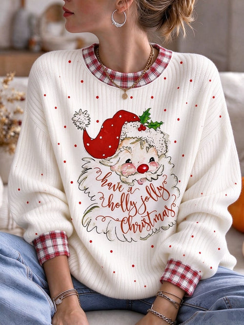 Women's Christmas Print Casual Knit Top