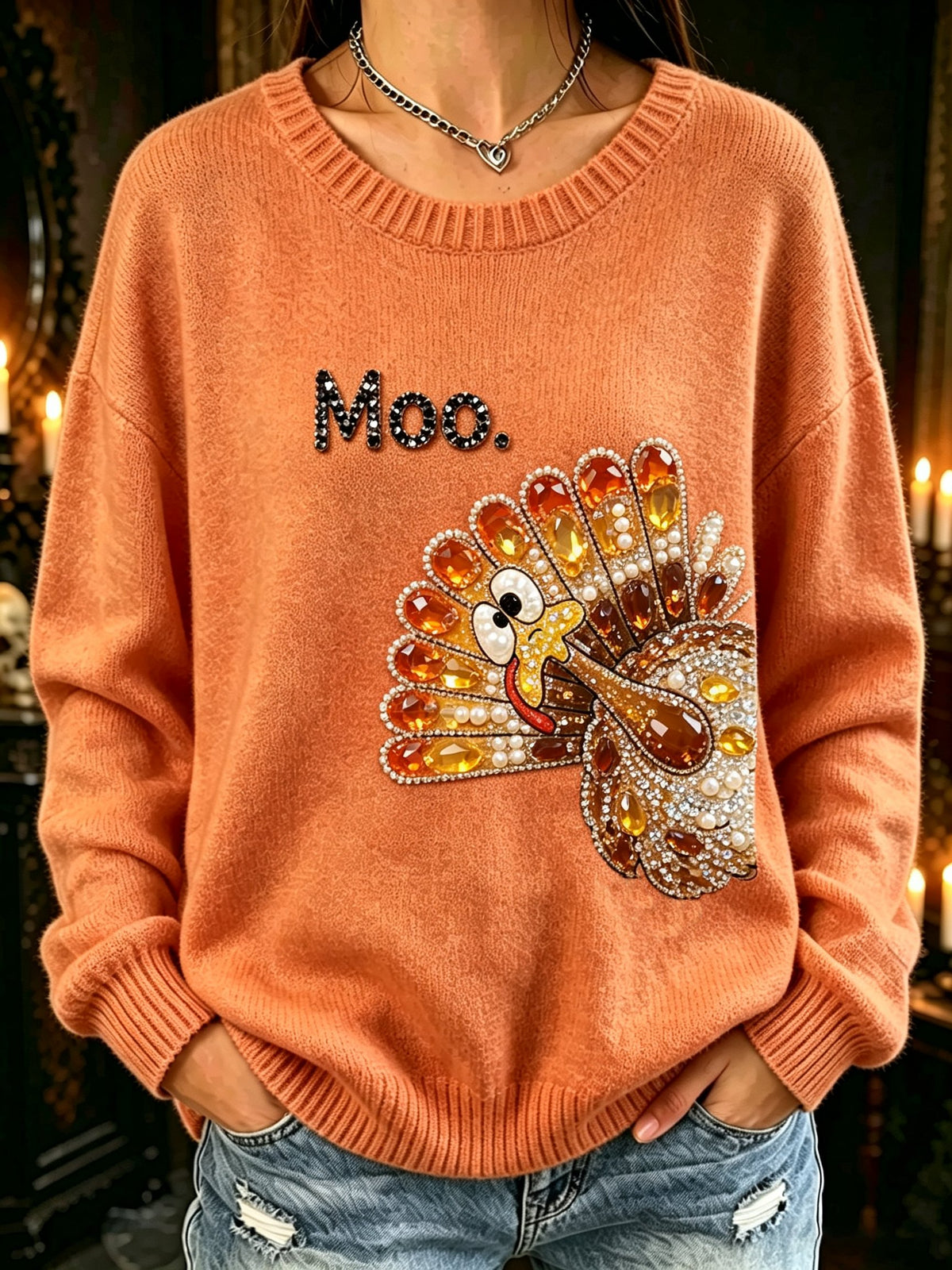 Women's Thanksgiving Turkey Printed Casual Sweatshirt