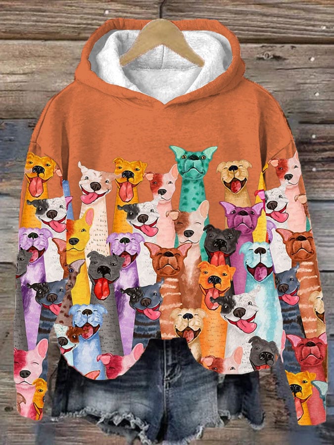 Women's Fun Dogs Print Casual Hoodie