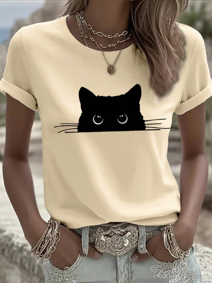 Women's casual cute cat T-shirt