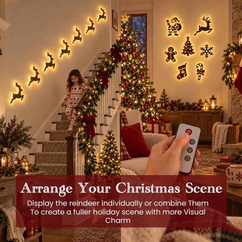 🎄 LED Reindeer Wall Decorations - ✨Festive Christmas Lighting