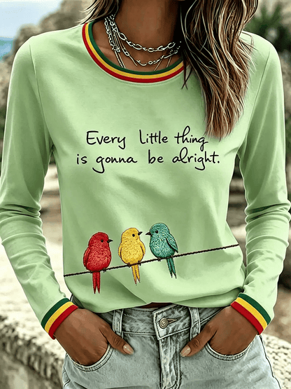 Women's Every Little Thing Is Gonna Be Alright Print Casual T-shirt