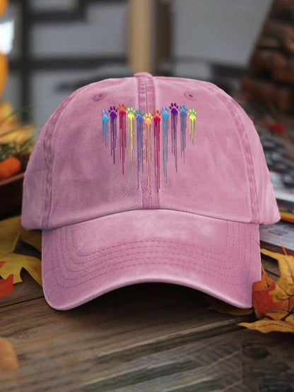Unisex Colorful Dog Heart Paw Print Baseball Cap