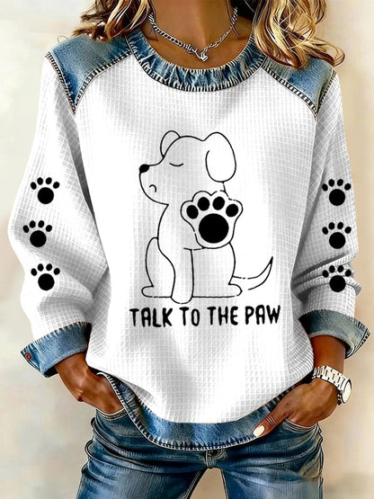 Women's Talking With Paws Funny Puppy Print Sweatshirt