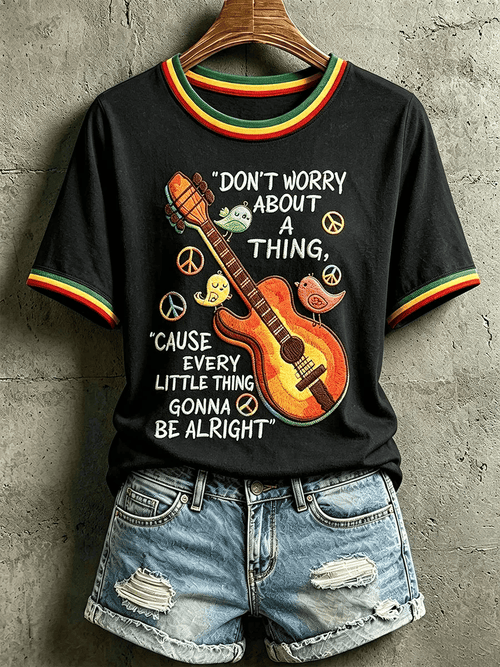 Women's Every Little Thing Is Gonna Be Alright Print Casual T-shirt