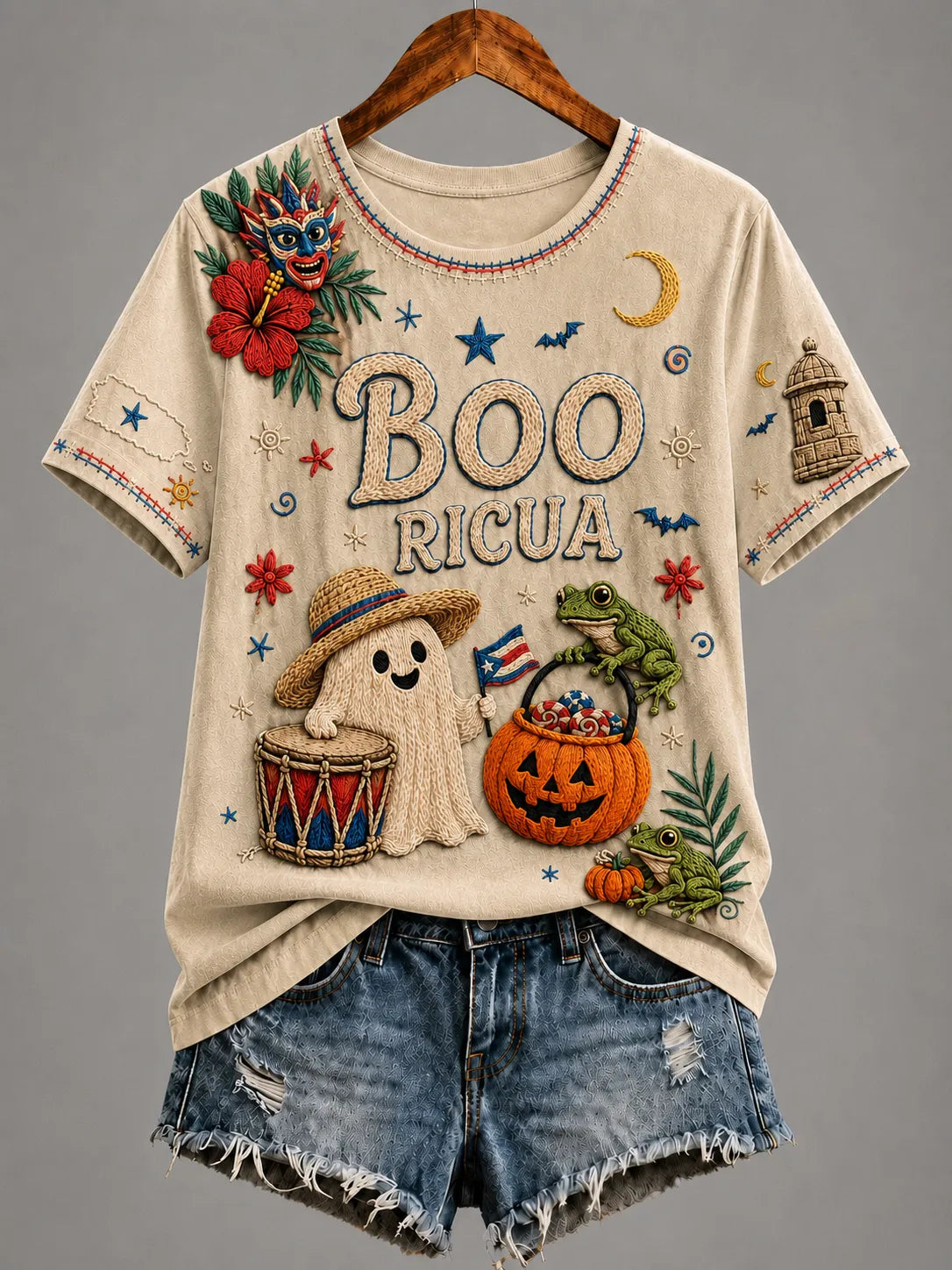 🎃Women's Puerto Rico Halloween Graphic T-shirt