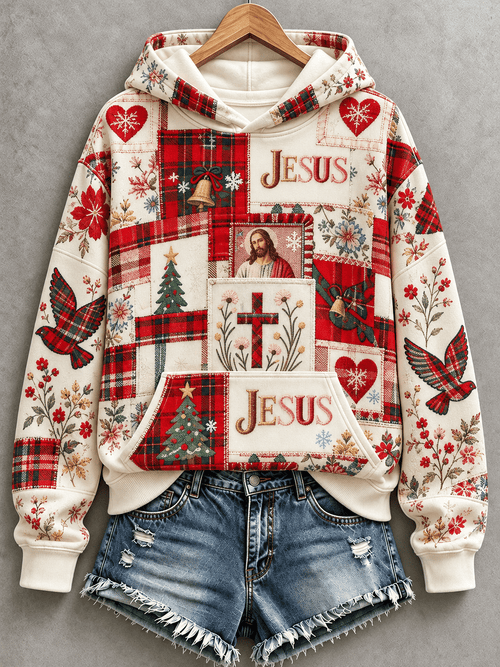 Women's Casual "Faith"Christmas  Cross-Print Sweatshirt